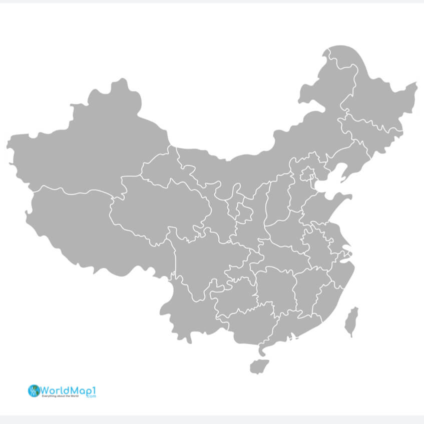 Carte des regions de Chine avec Taiwan